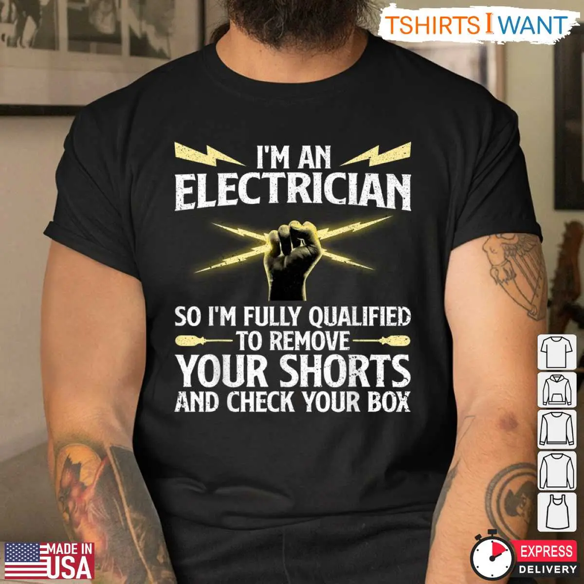 Qualified Electrician Funny Professional Tee 9 Qualified Electrician Professional T-Shirt Detail