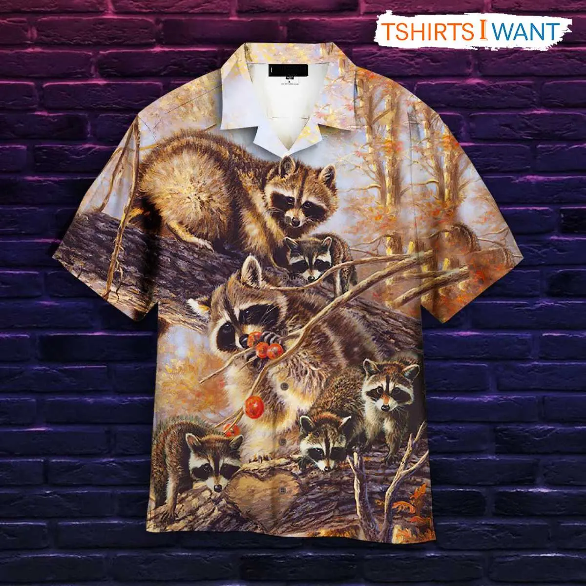 Raccoon Hawaiian Shirt - Woodland Wildlife Design 1 Raccoon Hawaiian Shirt Woodland Wildlife Design 1 1.jpg