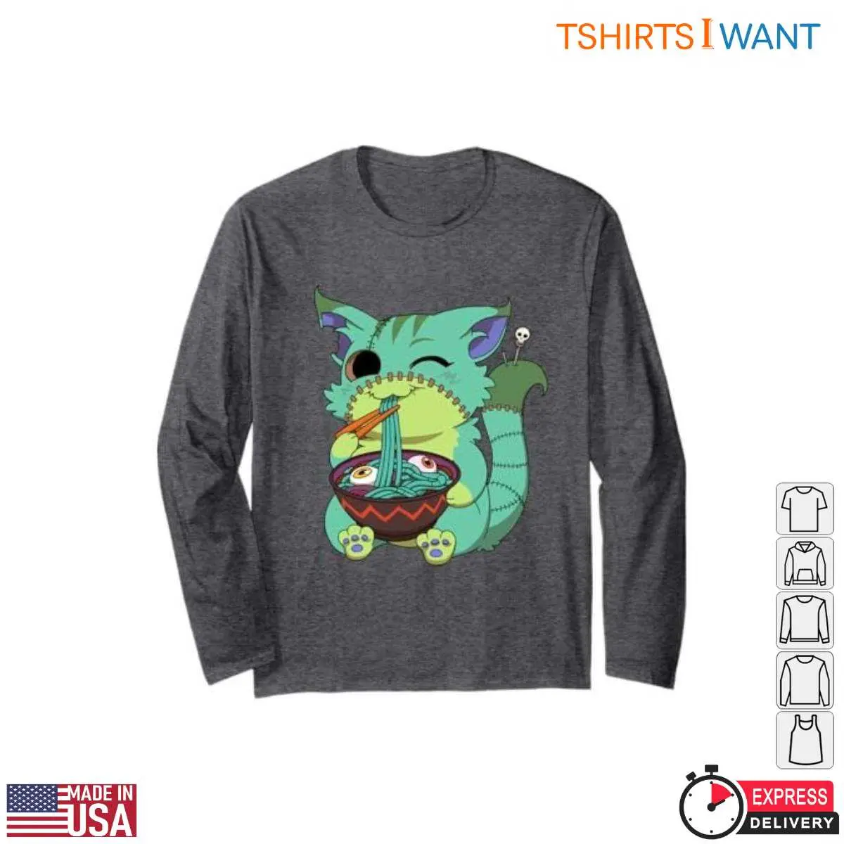 Ramen Cat Blue Monster Noodles T Shirt 3 1.jpg