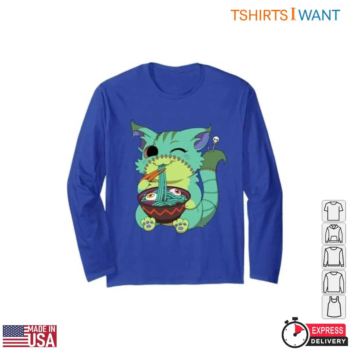Ramen Cat Blue Monster Noodles T Shirt 4 1.jpg