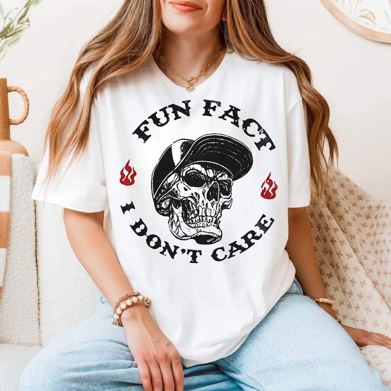 Rebel Skull Fun Fact I Dont Care T Shirt 5 1.jpg