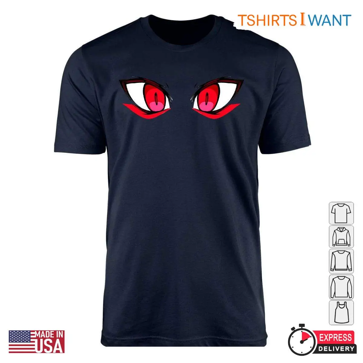 Red Anime Eyes Graphic T Shirt – Bold and Mysterious Anime Inspired Tee 1