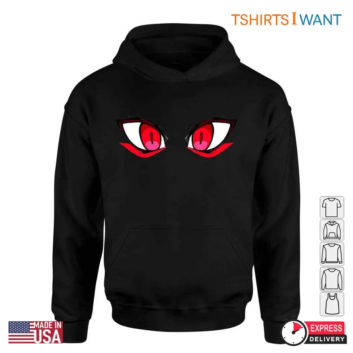 Red Anime Eyes Graphic T Shirt – Bold and Mysterious Anime Inspired Tee 3