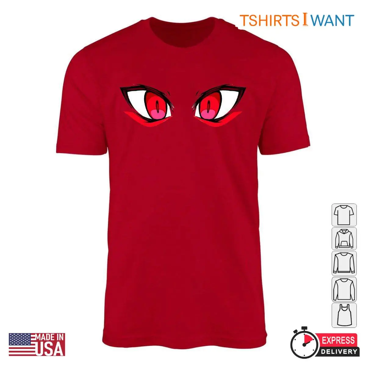 Red Anime Eyes Graphic T Shirt – Bold and Mysterious Anime Inspired Tee 4