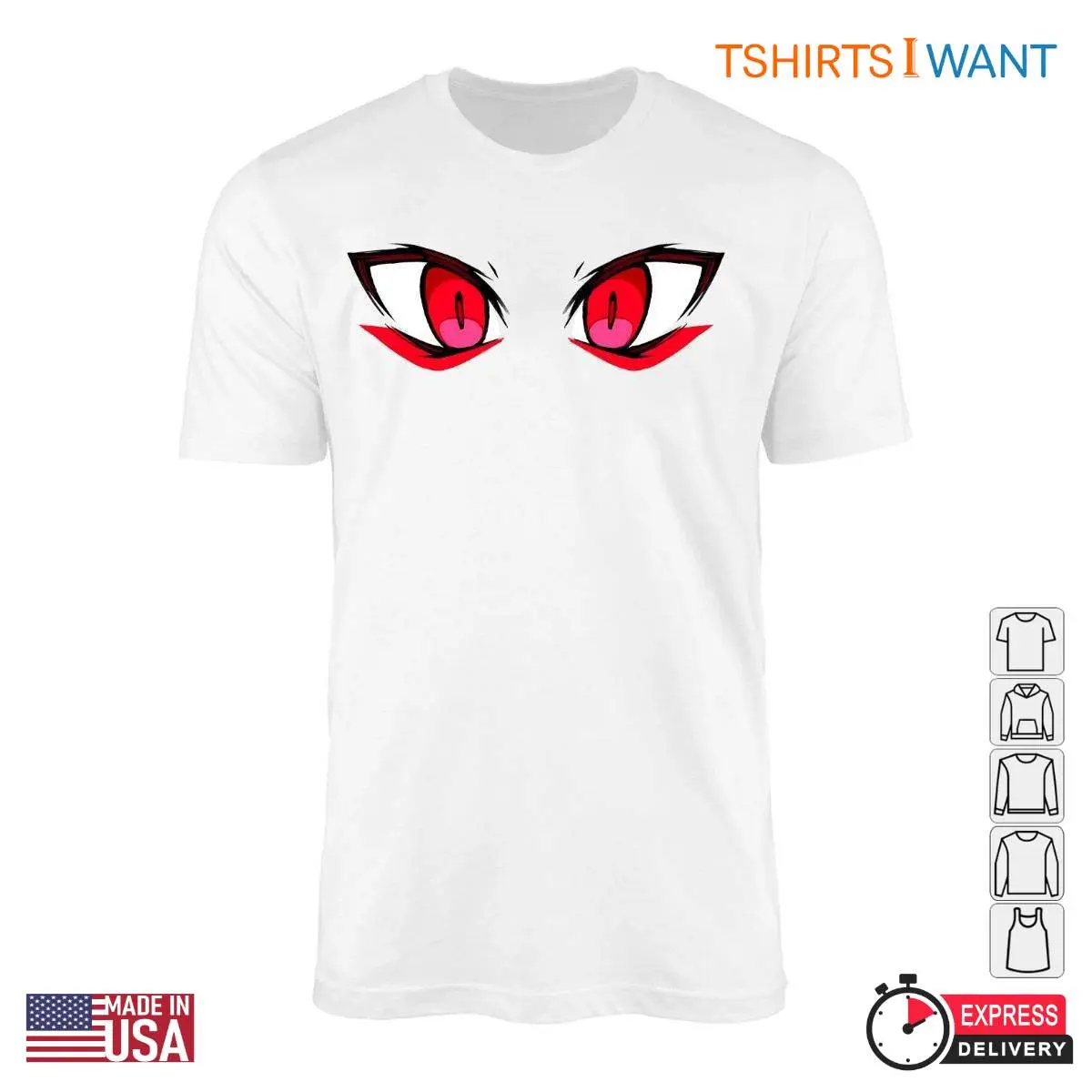 Red Anime Eyes Graphic T Shirt – Bold and Mysterious Anime Inspired Tee 5