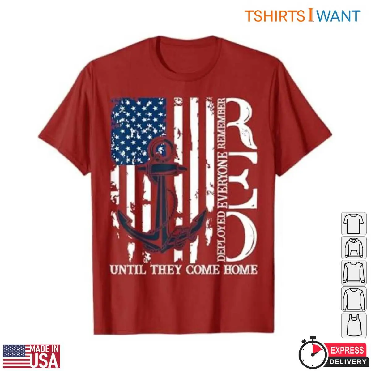 Red Friday Military T-Shirt - Memorial Day Veterans Family 4th Of July with Patriotic American Flag & Anchor Design 1 Red Friday Military Memorial Day Patriotic Flag Design 1 1.jpg