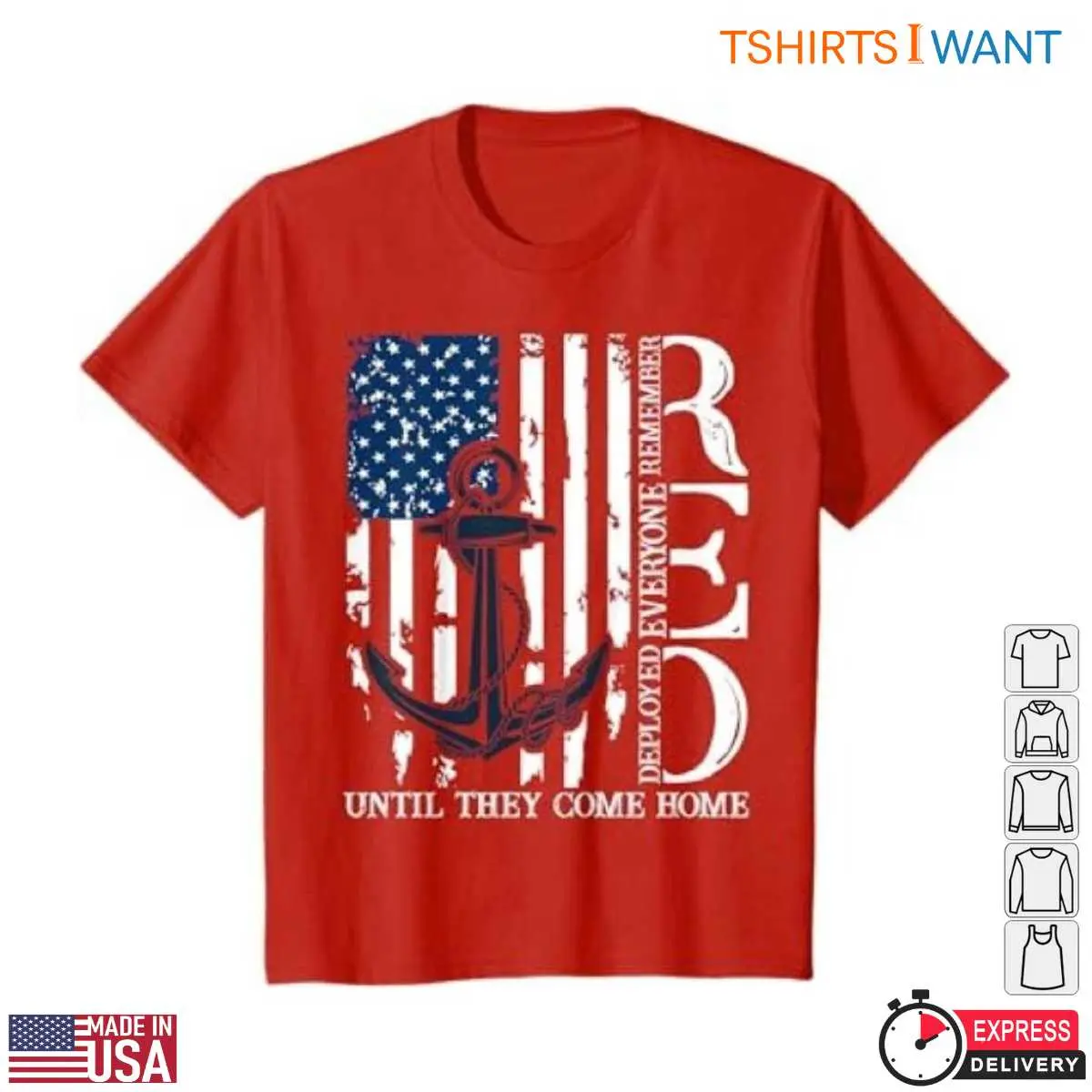 Red Friday Military T-Shirt - Memorial Day Veterans Family 4th Of July with Patriotic American Flag & Anchor Design 3 Red Friday Military Memorial Day Patriotic Flag Design 3 1.jpg
