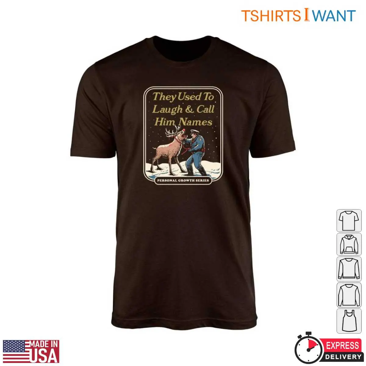 Red Nosed Reindeer T-Shirt - Funny 'They Used To Laugh & Call Him Names' Rudolph Graphic Tee 2 Red Nosed Reindeer T Shirt Laugh Call Him Names Tee 2 1.jpg
