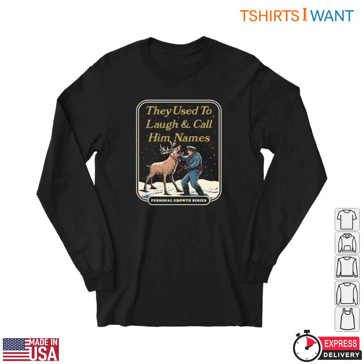 Red Nosed Reindeer T-Shirt - Funny 'They Used To Laugh & Call Him Names' Rudolph Graphic Tee 3 Red Nosed Reindeer T Shirt Laugh Call Him Names Tee 3 1.jpg