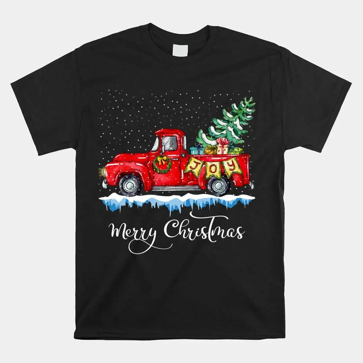 Red Truck Christmas Shirt - Merry Old Fashioned Holiday Design 10 Red Truck Christmas Old Fashioned Design 1