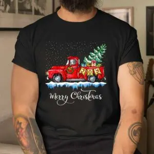 Red Truck Christmas Shirt - Merry Old Fashioned Holiday Design 8 Red Truck Christmas Old Fashioned Design 4 1.jpg