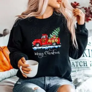 Red Truck Christmas Shirt - Merry Old Fashioned Holiday Design 9 Red Truck Christmas Old Fashioned Design 5 1.jpg