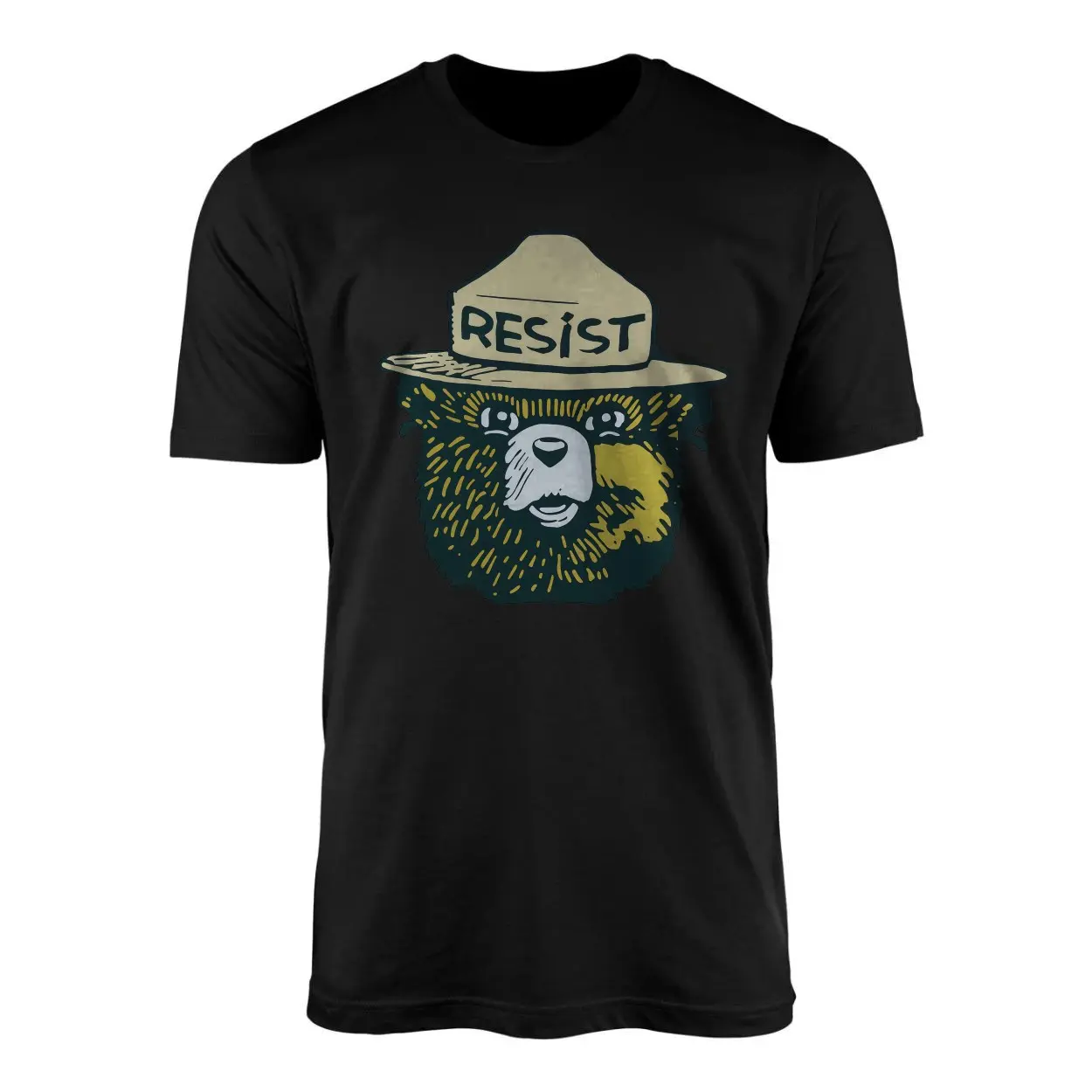 Resist Bear T Shirt E28093 Graphic Tee with Ranger Hat and Protest Message 1.jpg