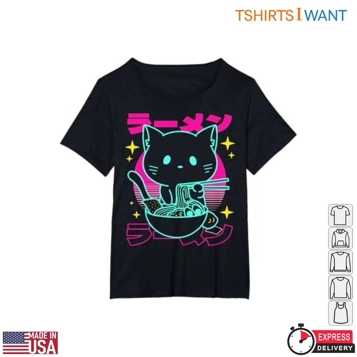 Retro Cat Neon Ramen T Shirt 4 1.jpg