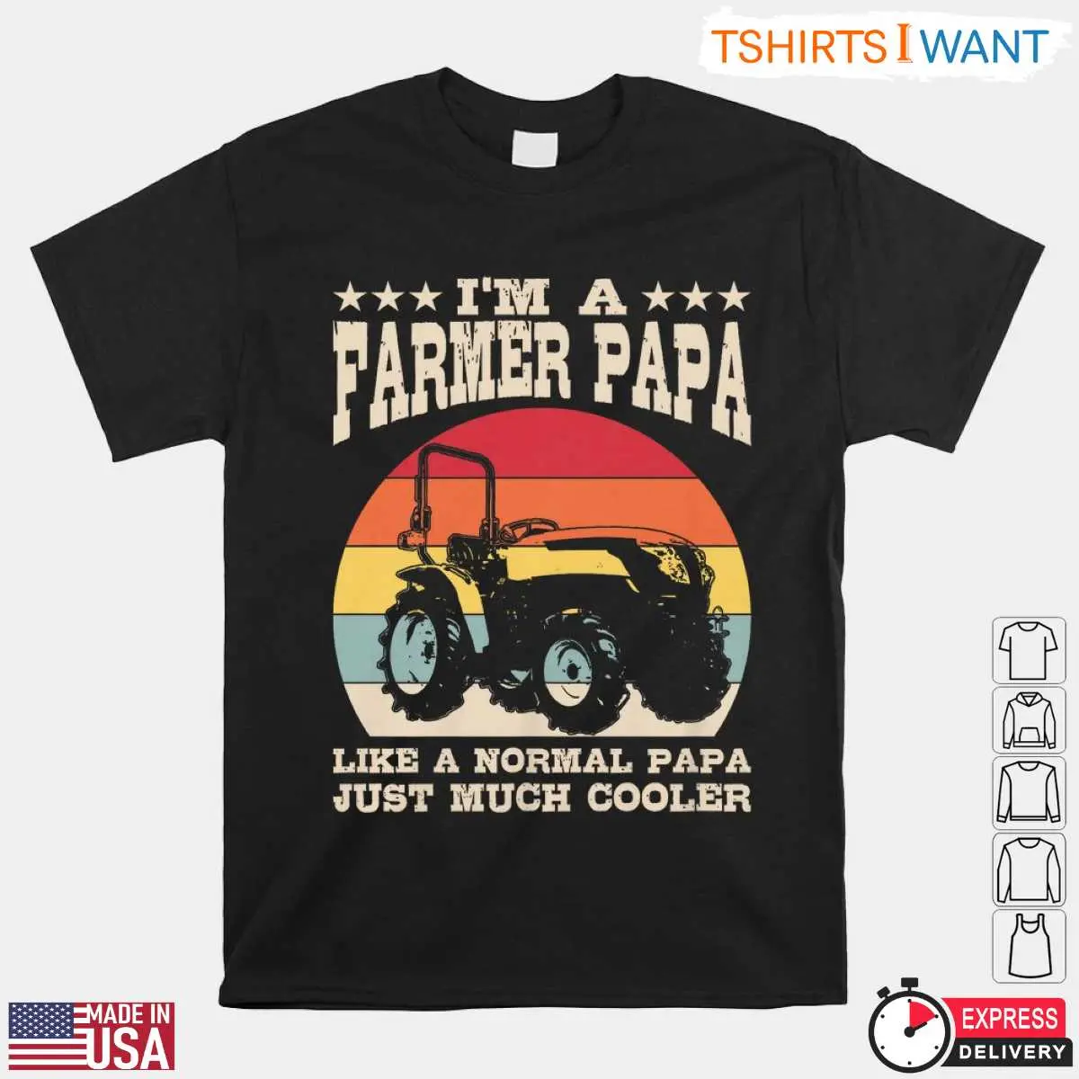 Retro Tractor Farmers Dad T-Shirt 10 Retro Tractor Farmers Dad T-Shirt Front View