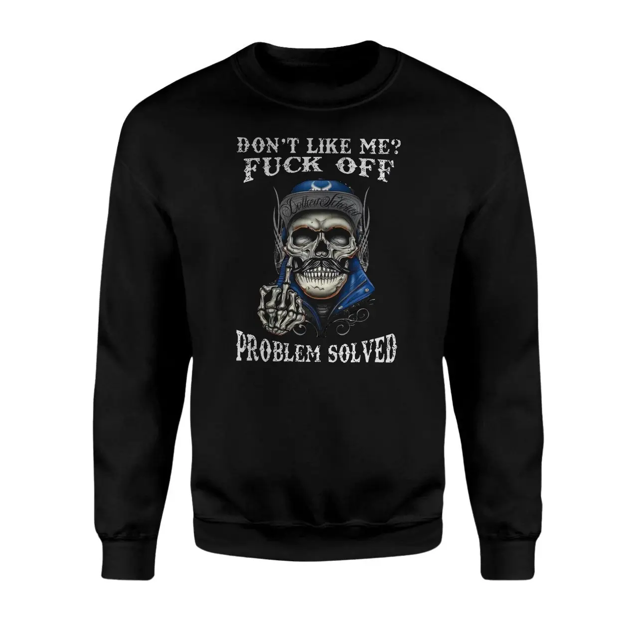 Rude Skeleton Middle Finger Tee E28093 Savage Attitude Problem Solved Shirt 3.jpg