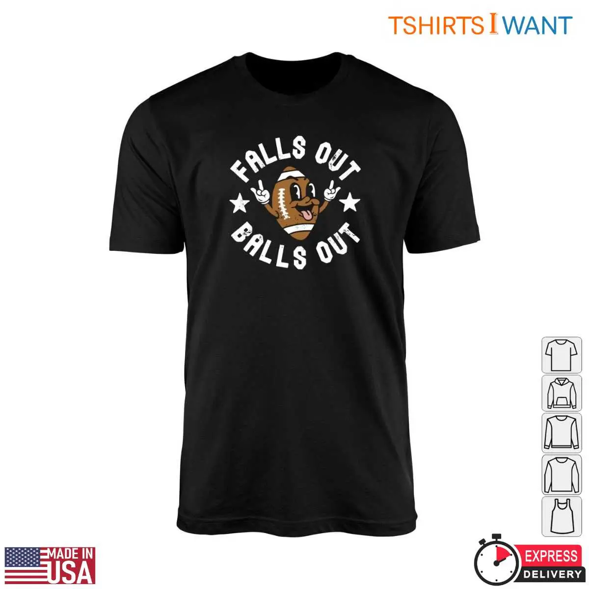 Rugby Ball T-Shirt - Falls Out Balls Out Funny Sports Humor Tee 10 Rugby Ball T-Shirt Front View