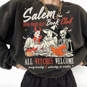Salem Book Club Shirt – Funny Witches Read Booze Bats Halloween Tee 4