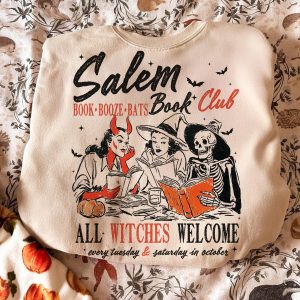 Salem Book Club Shirt – Funny Witches Read Booze Bats Halloween Tee 5
