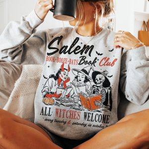 Salem Book Club Shirt – Funny Witches Read Booze Bats Halloween Tee 6