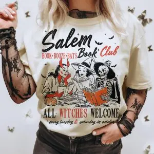 Salem Book Club Shirt – Funny Witches Read Booze Bats Halloween Tee 14 Salem Book Club Shirt – Funny Witches Read Booze Bats Halloween Tee 7