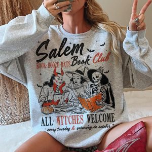 Salem Book Club Shirt – Funny Witches Read Booze Bats Halloween Tee 8