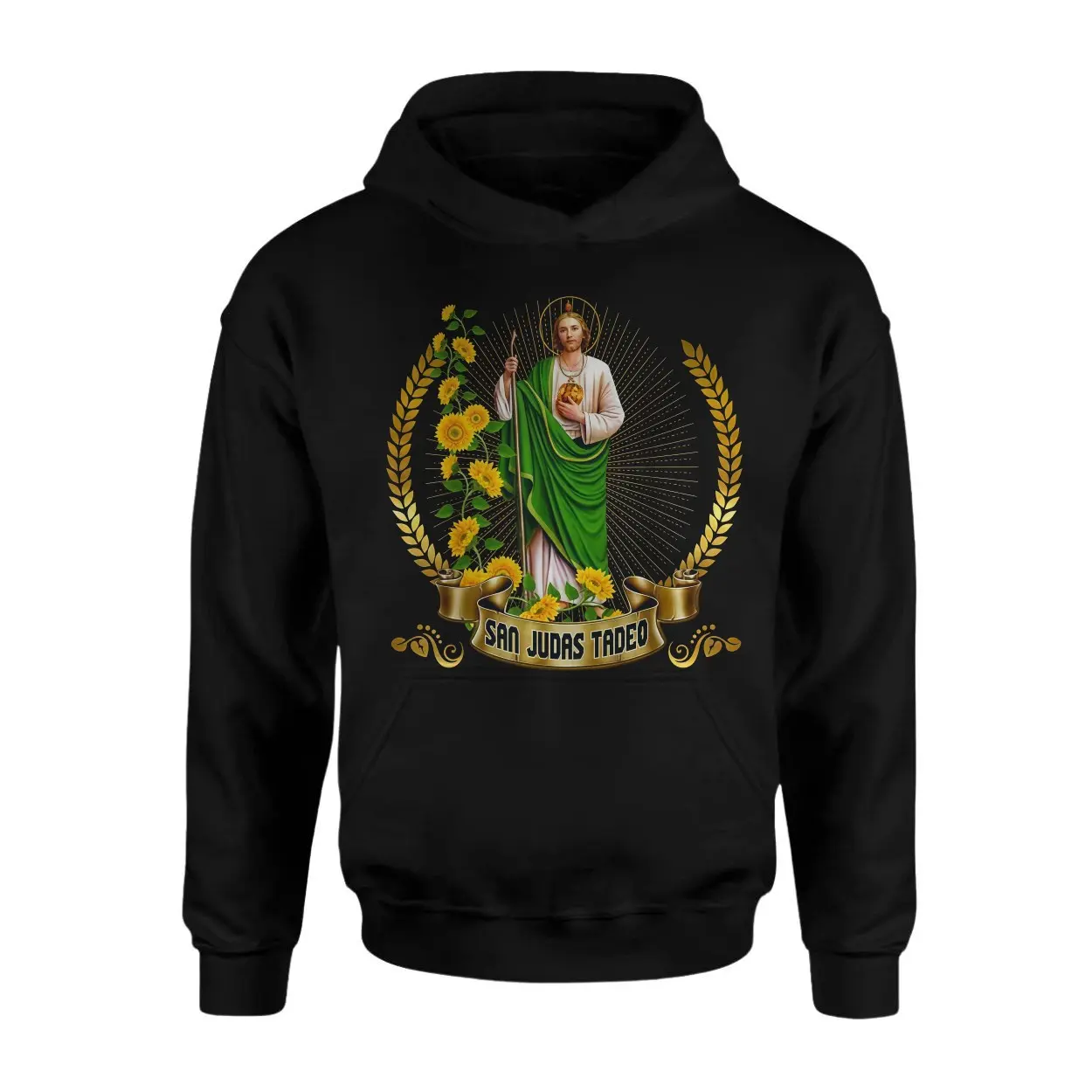 San Judas Tadeo T Shirt E28093 Religious Graphic Tee with Sunflowers 2.jpg
