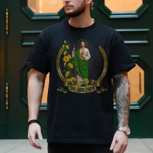 San Judas Tadeo T-Shirt – Religious Graphic Tee with Sunflowers 10 San Judas Tadeo T Shirt E28093 Religious Graphic Tee with Sunflowers 4.jpg