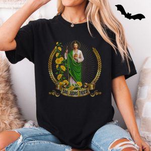 San Judas Tadeo T Shirt E28093 Religious Graphic Tee with Sunflowers 5.jpg
