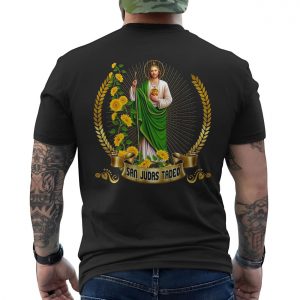 San Judas Tadeo T Shirt E28093 Religious Graphic Tee with Sunflowers 6.jpg