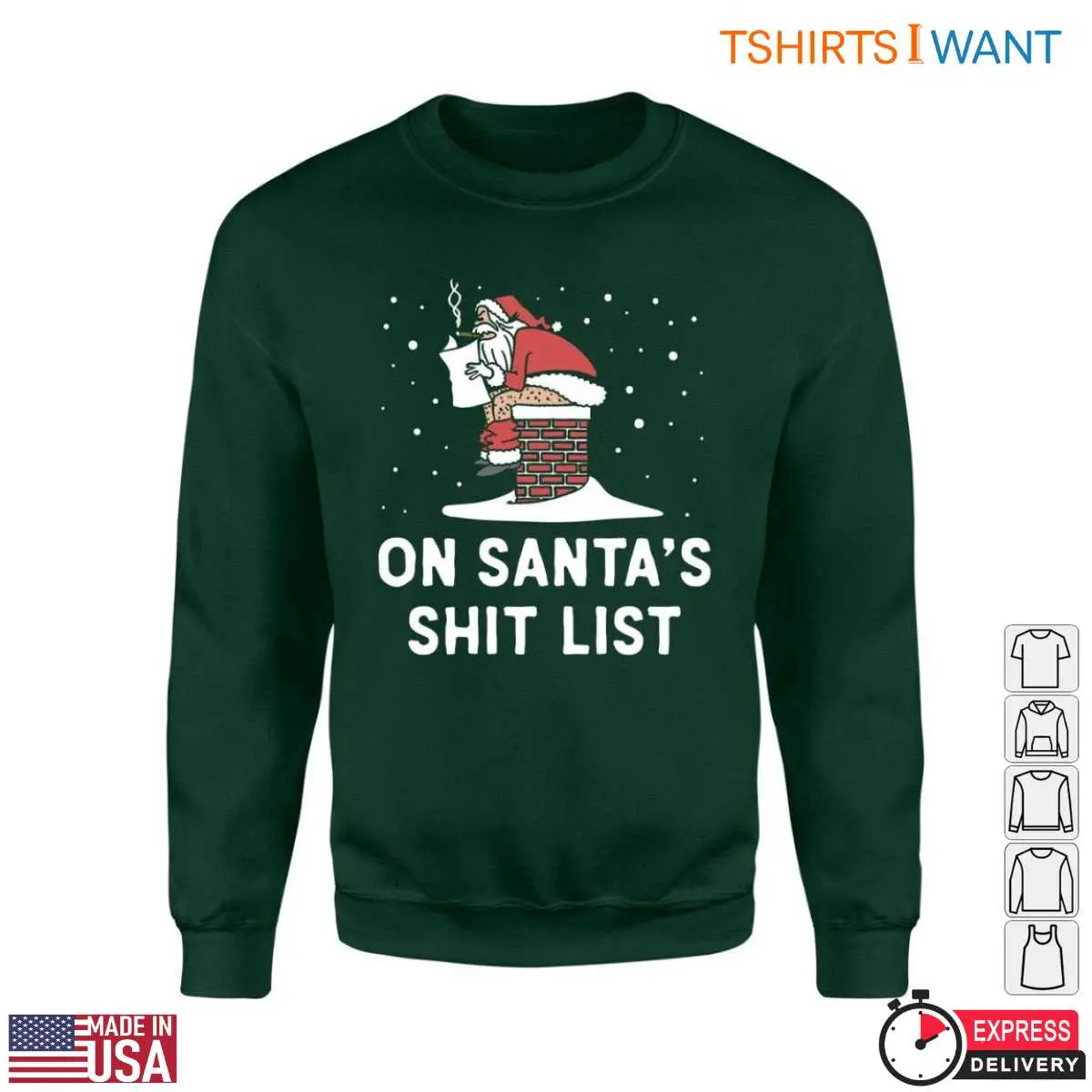 Santa Chimney T Shirt E28093 On Santa s Shit List Naughty Christmas Tee 3.jpg
