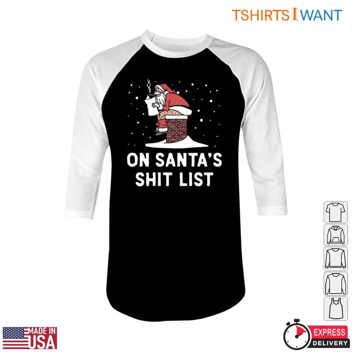 Santa Chimney T Shirt E28093 On Santa s Shit List Naughty Christmas Tee 4.jpg