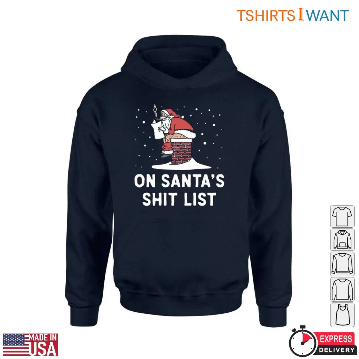 Santa Chimney T Shirt E28093 On Santa s Shit List Naughty Christmas Tee 5.jpg