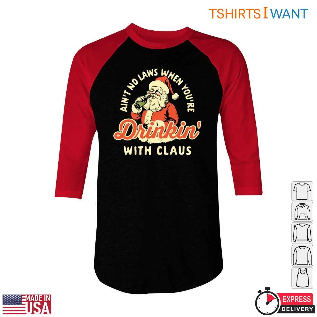 Santa Claus Drinking T Shirt E28093 No Laws Drinkin with Claus 4.jpg