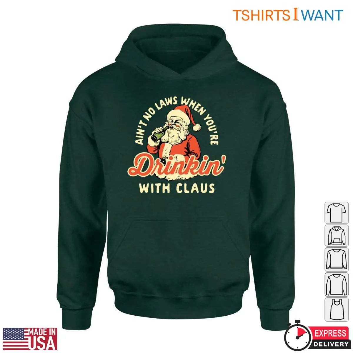 Santa Claus Drinking T Shirt E28093 No Laws Drinkin with Claus 5.jpg