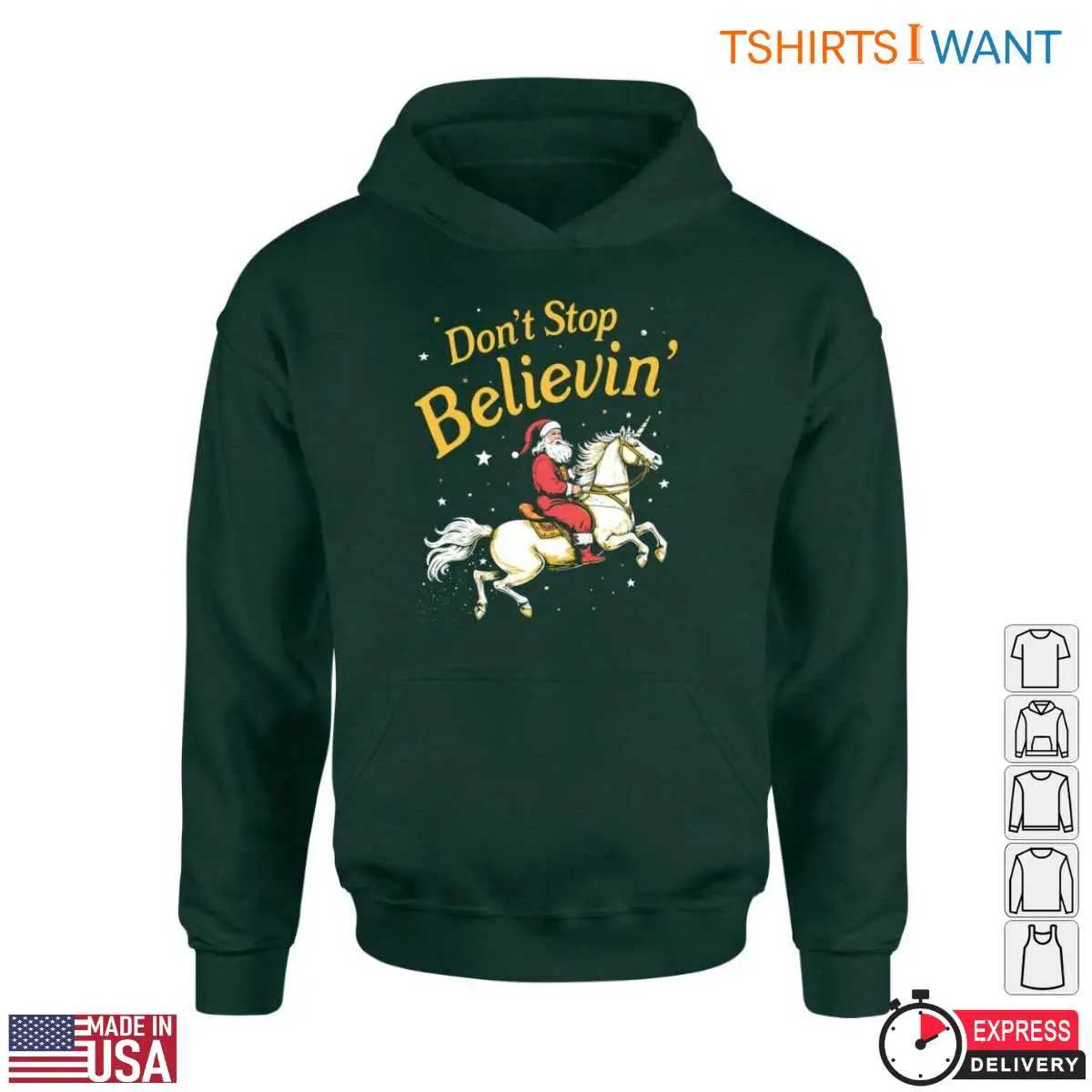 Santa Claus Riding a Horse Christmas T Shirt E28093 Dont Stop Believin 2.jpg