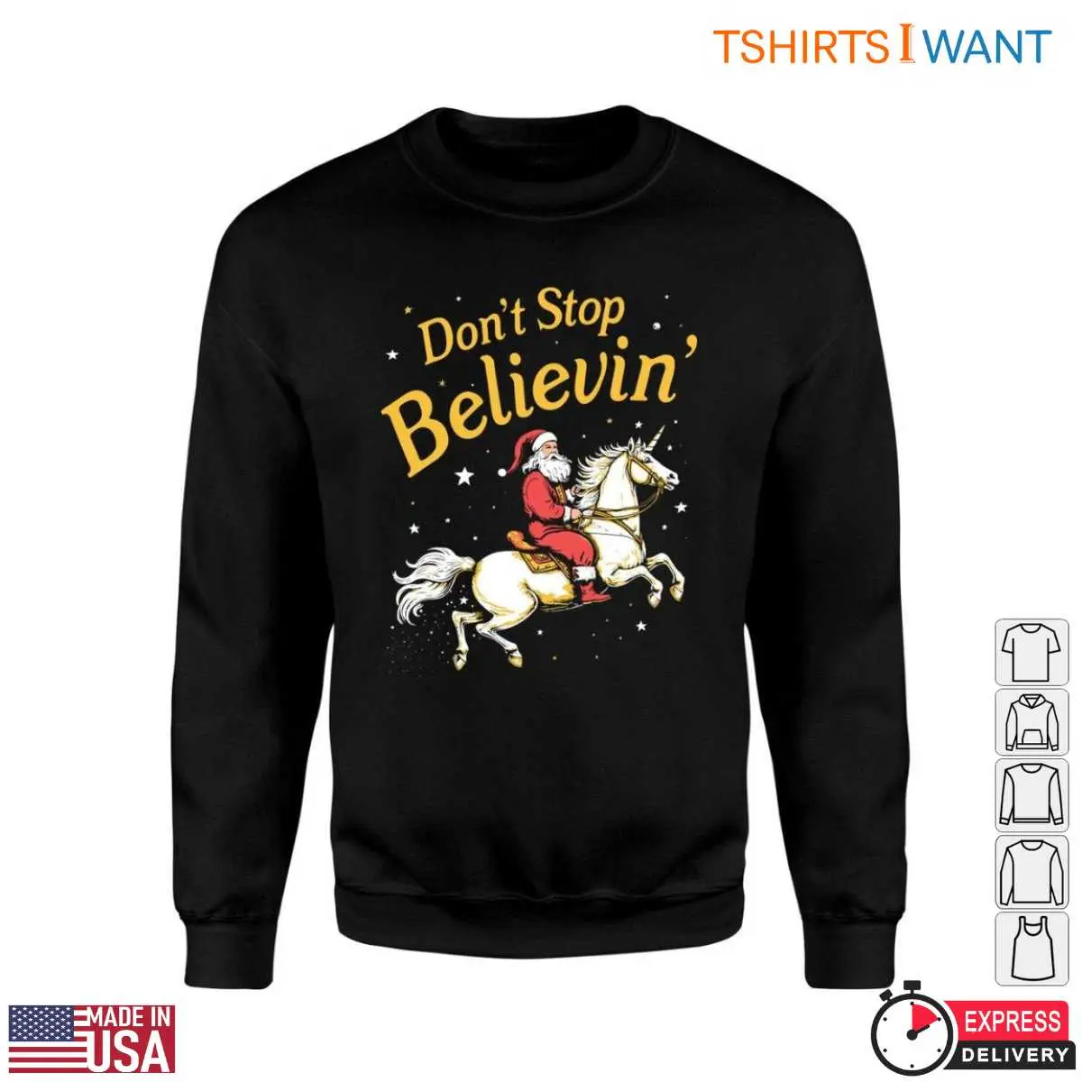 Santa Claus Riding a Horse Christmas T Shirt E28093 Dont Stop Believin 3.jpg