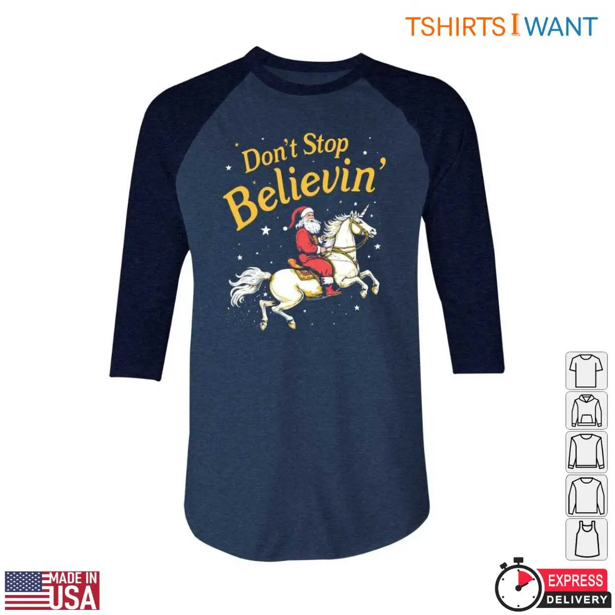 Santa Claus Riding a Horse Christmas T Shirt E28093 Dont Stop Believin 4.jpg