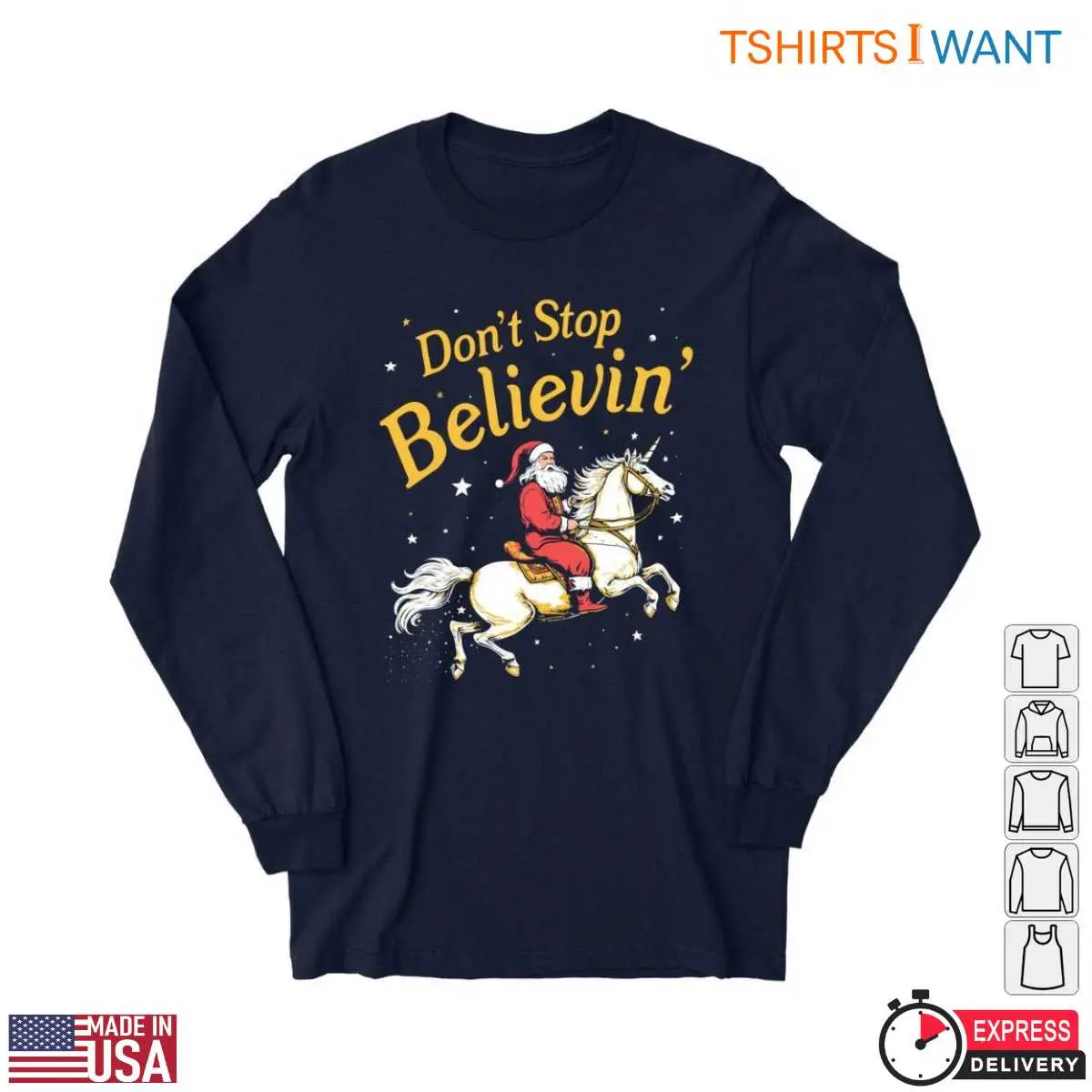 Santa Claus Riding a Horse Christmas T Shirt E28093 Dont Stop Believin 5.jpg