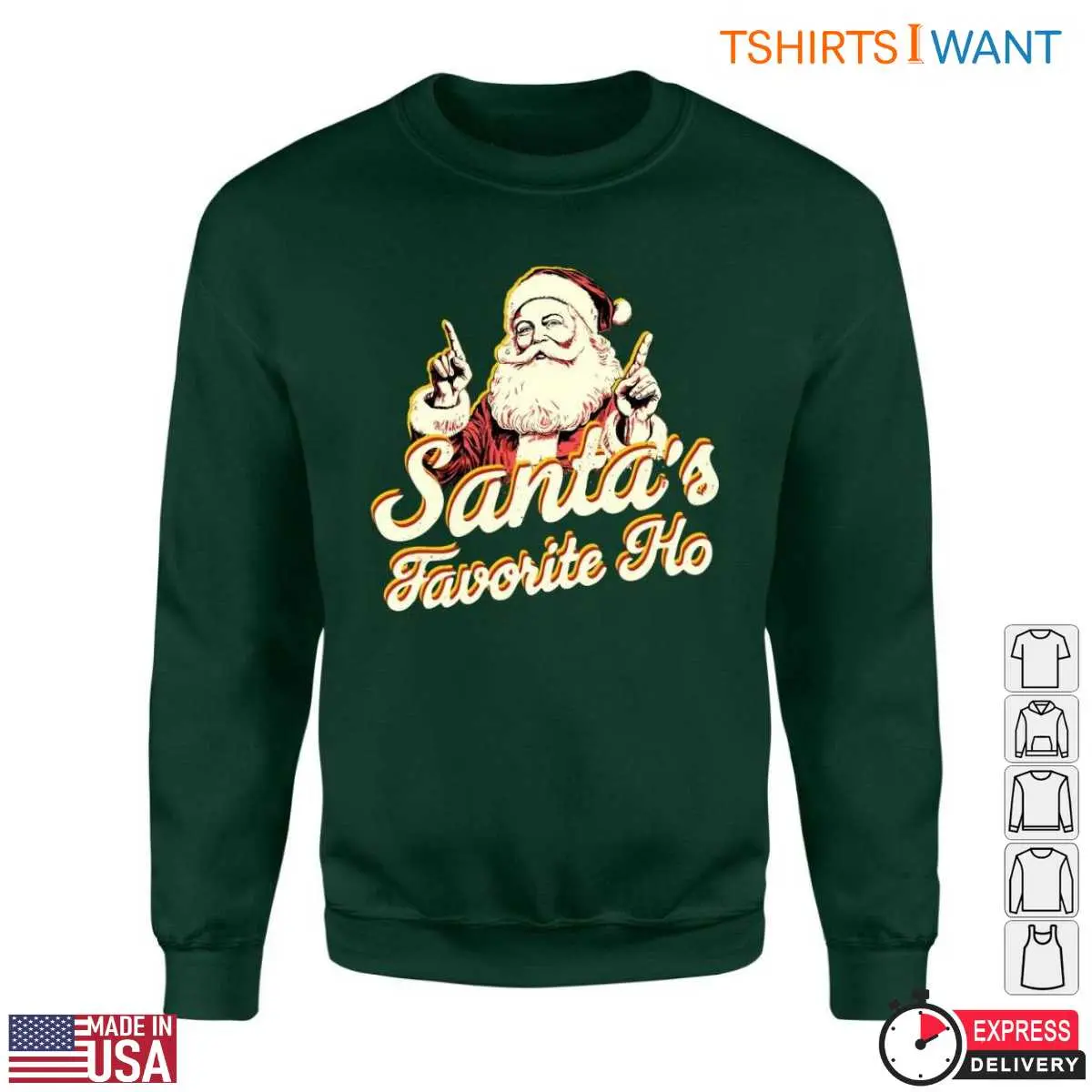 Santa Graphic T-Shirt - Santa's Favorite Ho Funny Christmas 11 Santa's Favorite Ho T-Shirt Detail View