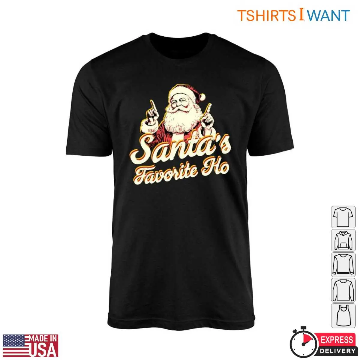 Santa Graphic T Shirt Santas Favorite Ho Funny Christmas 5 1.jpg