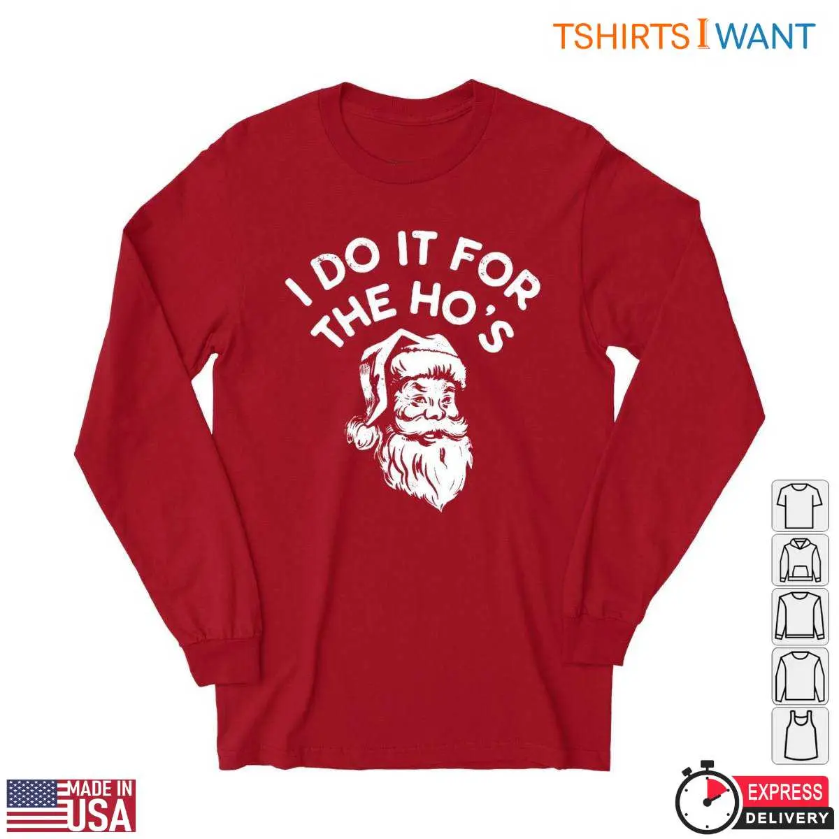 Santa Humor T-Shirt - I Do It For The Ho's Funny Christmas Tee 11 Santa Humor T-Shirt Detail