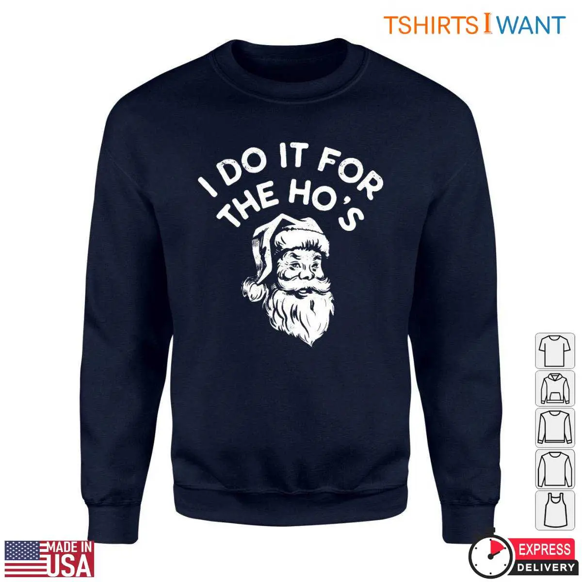 Santa Humor T Shirt E28093 I Do It For The Hos Christmas Tee 2.jpg