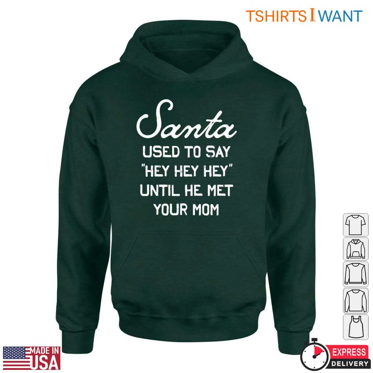 Santa Joke T-Shirt – 'Used to Say Hey Hey Hey' Funny Holiday Design 11 Santa Joke T-Shirt Detail