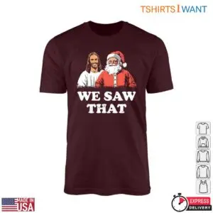 Santa and Jesus T Shirt Christmas Holiday Tee 1 1.jpg