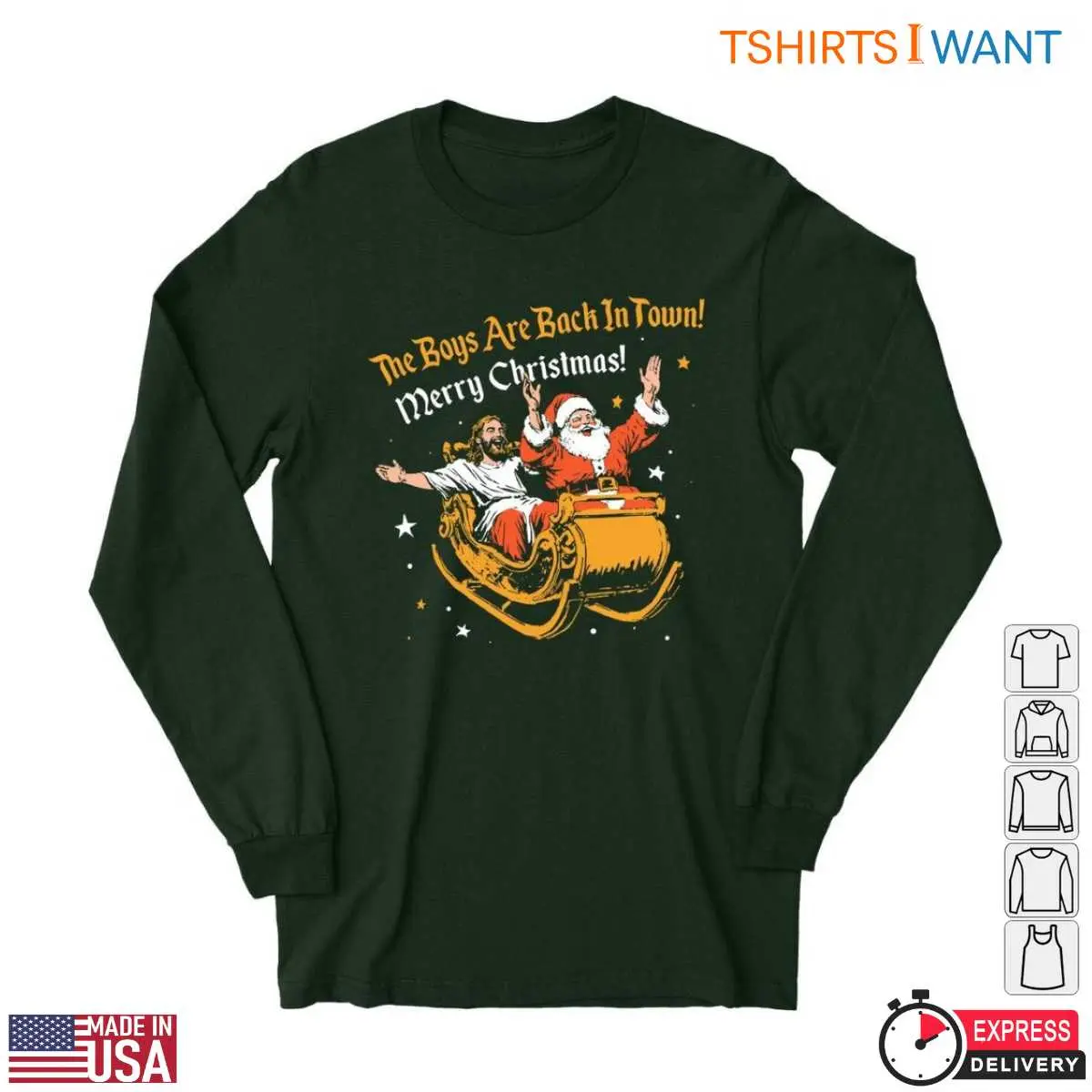 Santa and Jesus T Shirt Sleigh Ride Christmas Tee 2 1.jpg