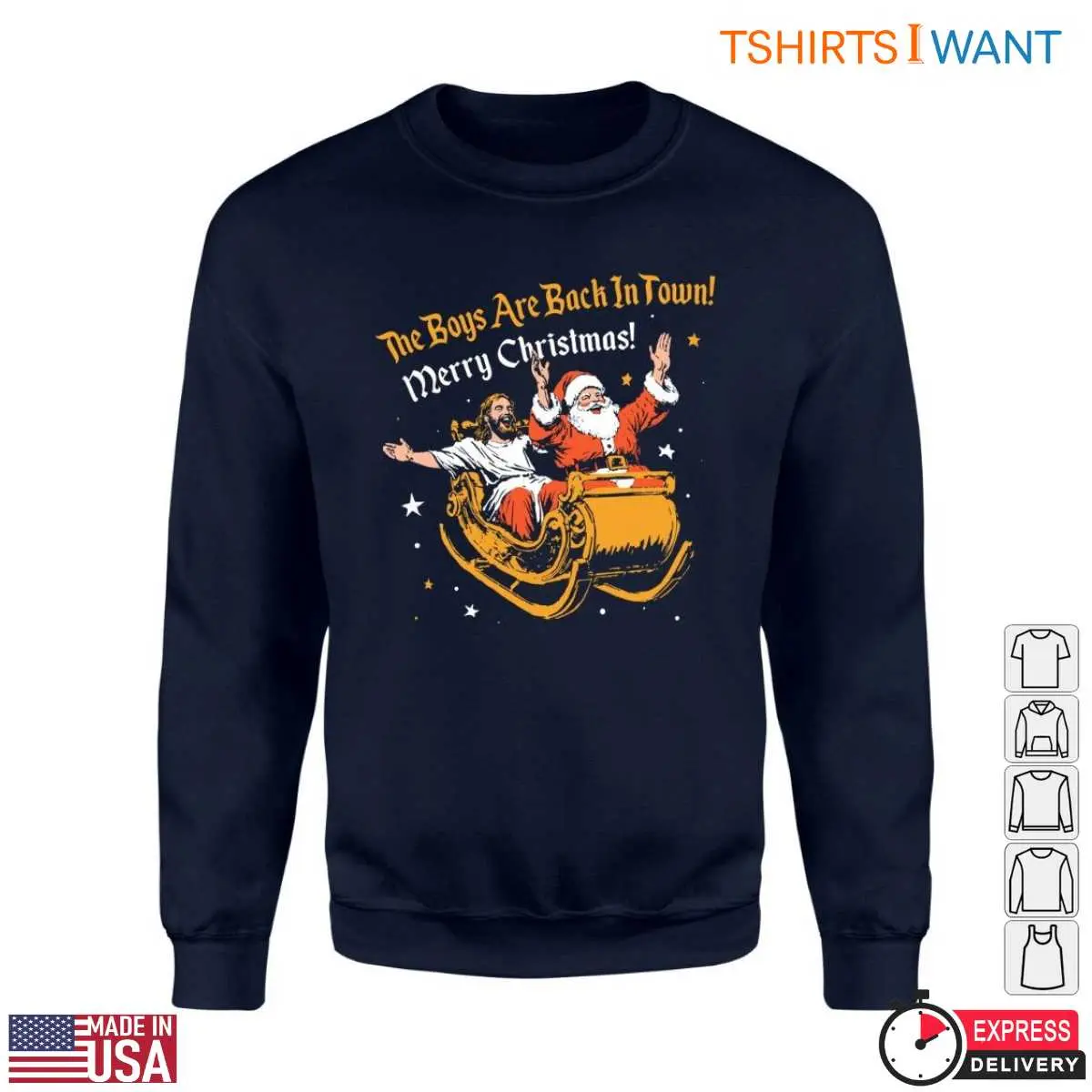 Santa and Jesus T Shirt Sleigh Ride Christmas Tee 3 1.jpg