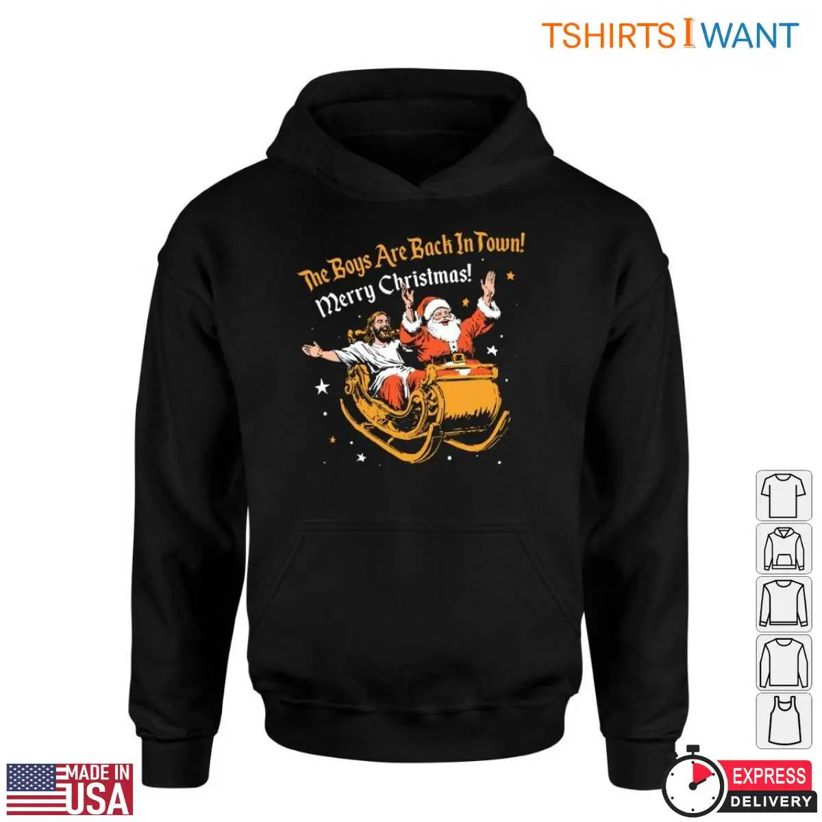 Santa and Jesus T Shirt Sleigh Ride Christmas Tee 4 1.jpg