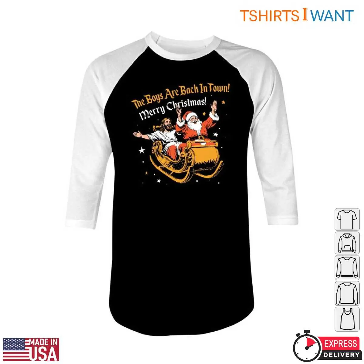 Santa and Jesus T Shirt Sleigh Ride Christmas Tee 5 1.jpg