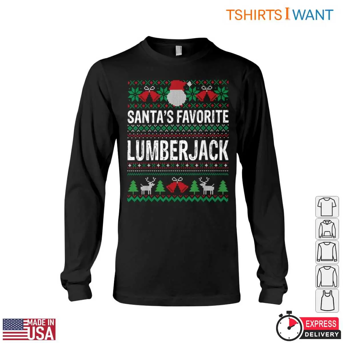 Santa's Favorite Lumberjack T-Shirt - Funny Christmas Ugly Sweater Design Tee 11 Santa's Favorite Lumberjack T-Shirt Detail